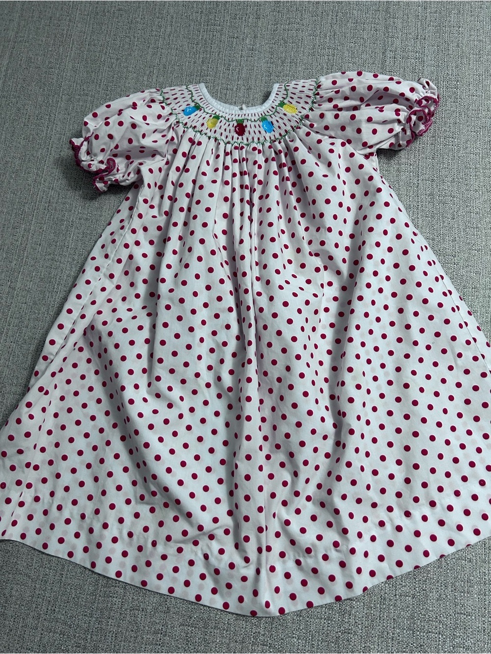 Southern Sunshine White Polka Dot Smocked Dress Holiday Christmas Size 4T
